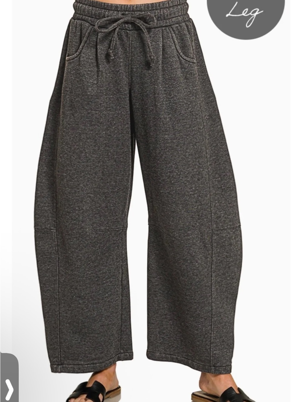 Zenana Outfitters Barrel Drawstring Sweatpants - Charcoal - Picture 1 of 3